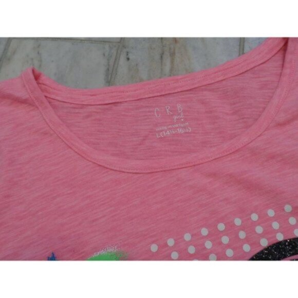 NWOT "CRB Girl" girls large 14 1/2-16 1/2 pink front tie leopard print top - Picture 3 of 4